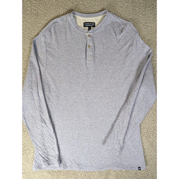 Fish Hippie Mens Balao Long Sleeve Henley 2 Layer Shirt Size Large Blue Outdoors - Picture 2 of 10